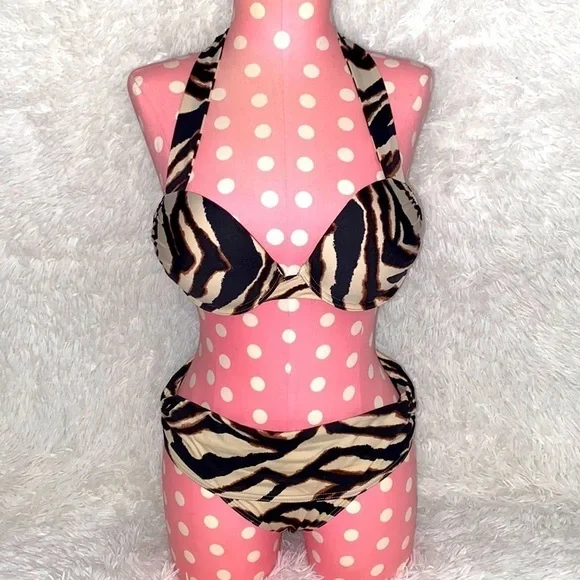 Vintage Victoria’s Secret bombshell white tiger print bikini - Picture 2 of 10